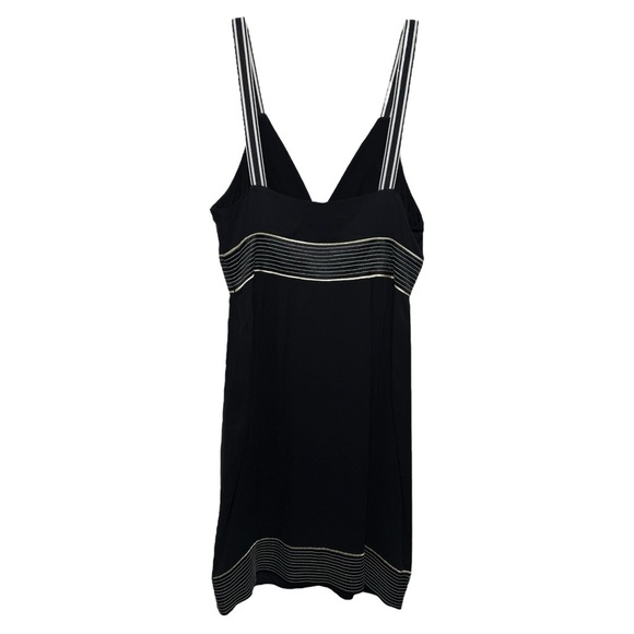 Vintage Y2K Silk Mini Dress Size 6 Black White Striped Catherine Malandrino - Picture 3 of 8